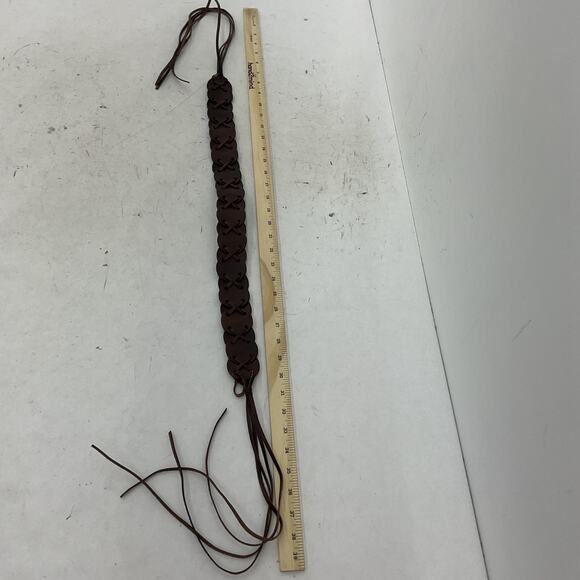 Made in India Western Scallop Braided Brown Leather Women's Belt - Size M - Picture 3 of 7